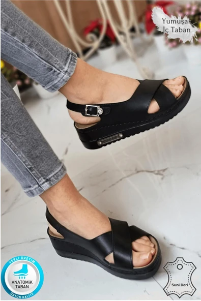 indispensablely  Utari Kadın Ortopedik Şık Konfor Modeli  Taban Topuklu Günlük Outdoor Sandalet - 1