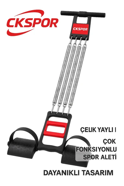 El Ayak Göğüs Yayı – 5 Çelik Yaylı Çok Fonksiyonlu Fitness ve Evde Spor Egzersiz Aleti