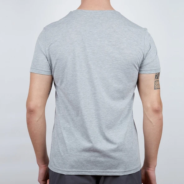 Erkek Tişört - Pamuklu Spor Tişört - Buteo - Gri Melanj (600610) - 3