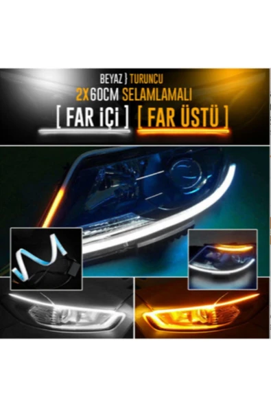 WEHHLER Far Üstü & Far Içi Selamlamalı Ve Sinyalli Kayar Led 2'li Set 60 Cm + Su Geçirmez Slikon+ultracanbus - 1