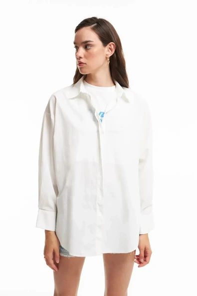Quzu Oversize Kadın Gömlek - Resim 3