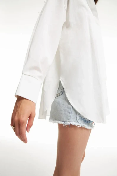 Quzu Oversize Kadın Gömlek - Resim 4