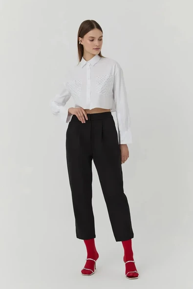 Quzu Kemer Detaylı Kadın Pantolon