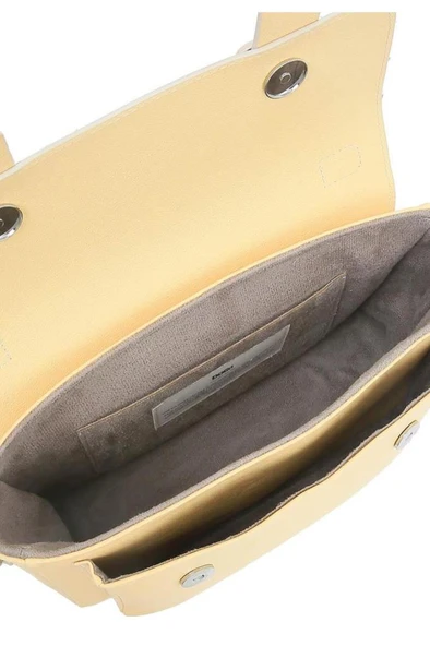 Kadın Vegan Deri Sarı Omuz Çantası - Japan Tasarım - Resim 7