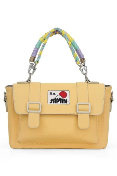 Kadın Vegan Deri Sarı Omuz Çantası - Japan Tasarım ürün görseli