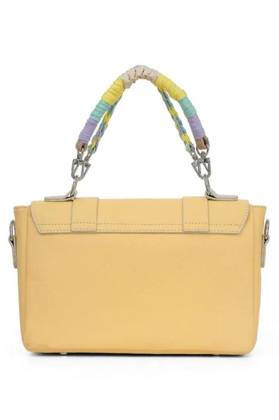 Kadın Vegan Deri Sarı Omuz Çantası - Japan Tasarım - Resim 5