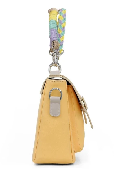 Kadın Vegan Deri Sarı Omuz Çantası - Japan Tasarım - Resim 4