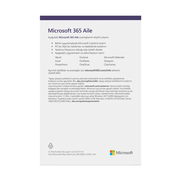 Office 365 Aile EP2-36884 Türkçe Kutulu Ofis Yazılımı (6 Kullanıcı) - Resim 2