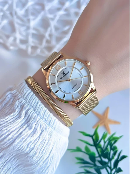 Daniel Klein Çelik Kordon 3 Atm Suya Dayanıklı Özel Tasarım Kadın Kol Saat+Bileklik VS.BLKT.0594 - Resim 2