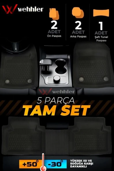 WEHHLER VW Passat Sedan B6 2005-2006-2007-2008-2009-2010 C.R.B Kaliteli Derin Havuzlu Kesilebilir Paspas - 1