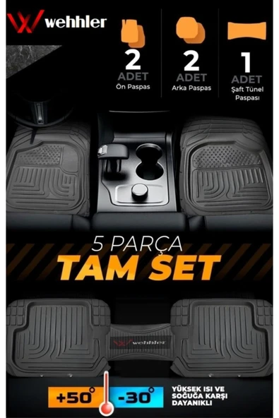 WEHHLER Peugeot 206 CC 2000-2007 Havuzlu-Kalın-Sert-Kesilebilir Paspas - 1