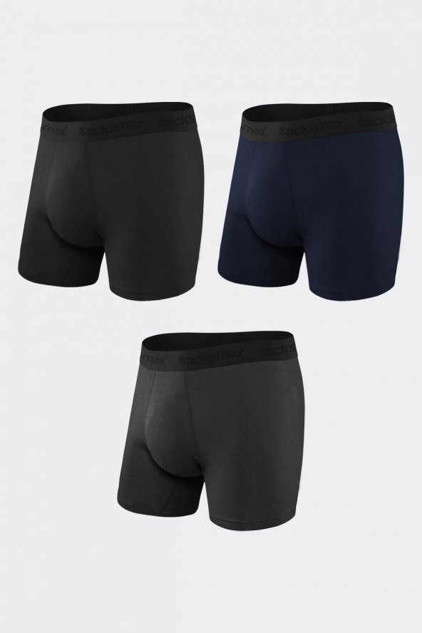 Socksmax Erkek Pamuklu 3 Renkli 3lü Boxer - 1