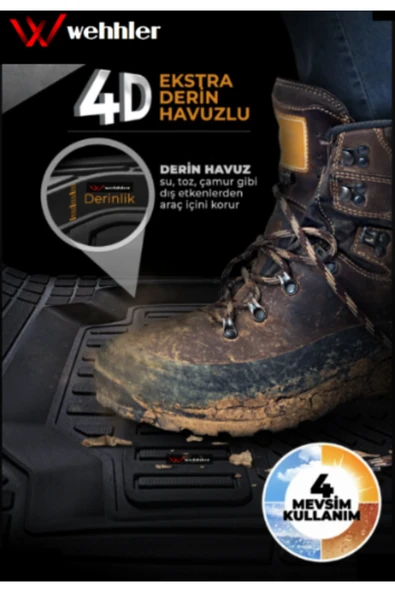 WEHHLER Peugeot 206 CC 2000-2007 Havuzlu Yumuşak Kesilebilir Kaliteli Paspas - 5