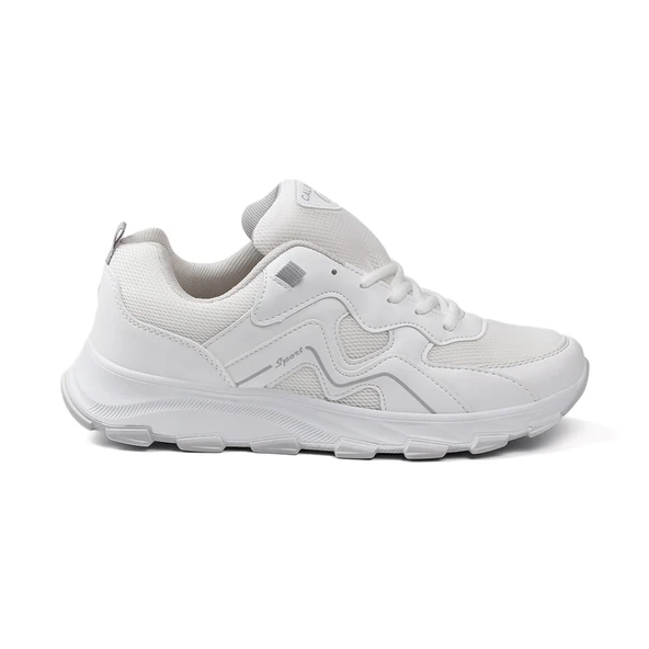 Erkek Beyaz Spor Ayakkabı Rahat Günlük Sneaker Yürüyüş Koşu Hafif Taban Bağcıklı - 3