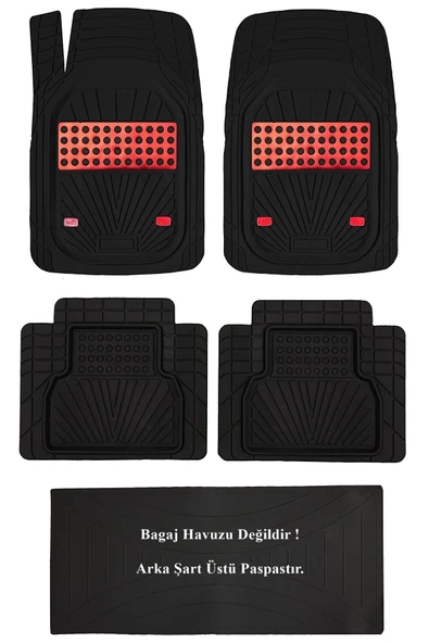 Beka52 Renault Kango Combi 2005 Uyumlu 4d Havuzlu Yeni Nesil Universal Paspas Kırmızı - 4