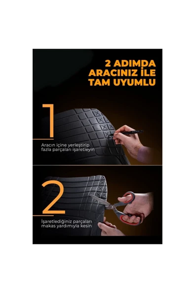 Beka52 Jeep Cherokee (KL) 2018 4D Havuzlu Yeni Nesil Universal Paspas Krom Gri - Resim 6