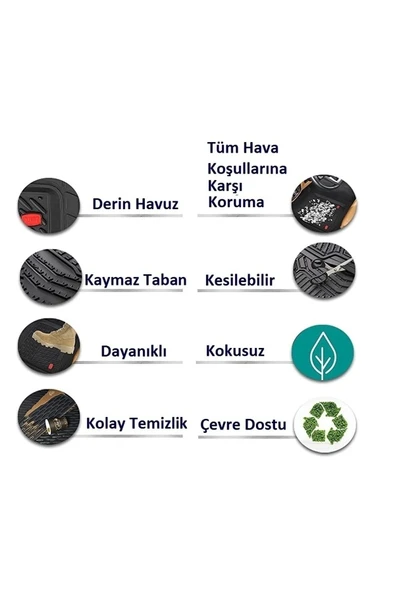 CARMATS Mazda 3 Sedan 2010 4D Havuzlu Yeni Nesil Universal Paspas Krom Gri - Resim 7