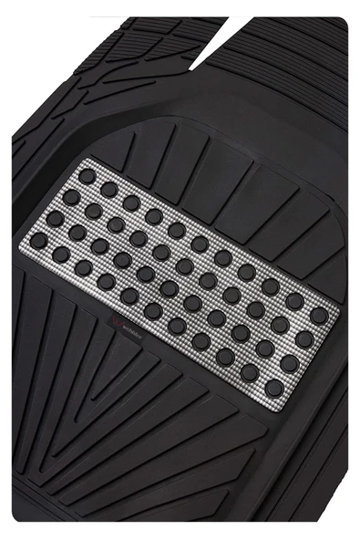 CARMATS Volkswagen New Beetle 2002 4D Havuzlu Yeni Nesil Universal Paspas Krom Gri - Resim 3