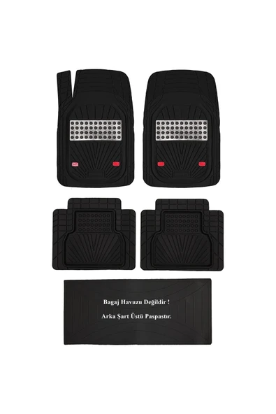 CARMATS Volkswagen New Beetle 2002 4D Havuzlu Yeni Nesil Universal Paspas Krom Gri ürün görseli