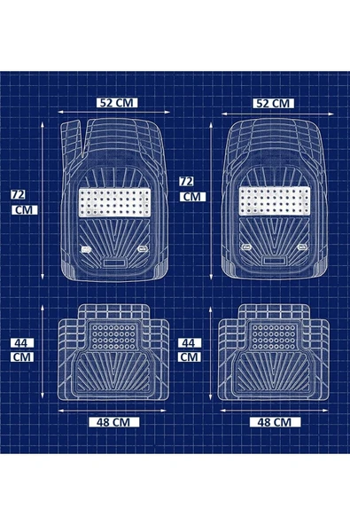 Beka52 Fiat Punto 2022 4d Havuzlu Yeni Nesil Universal Paspas Mavi - 7