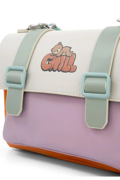 Kadın Vegan Deri Turuncu Omuz Çantası - Chill Tasarım - 6