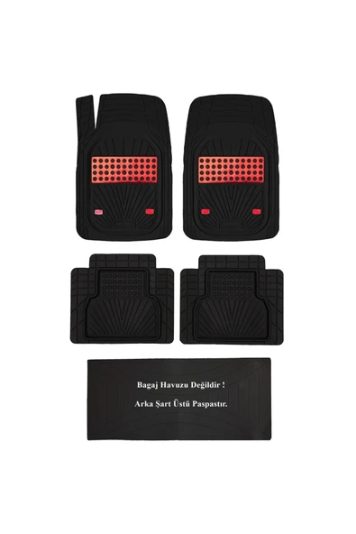 Beka52 Seat Ibiza Hb 2020 Uyumlu  4d Havuzlu Yeni Nesil Universal Paspas Kırmızı - Resim 4