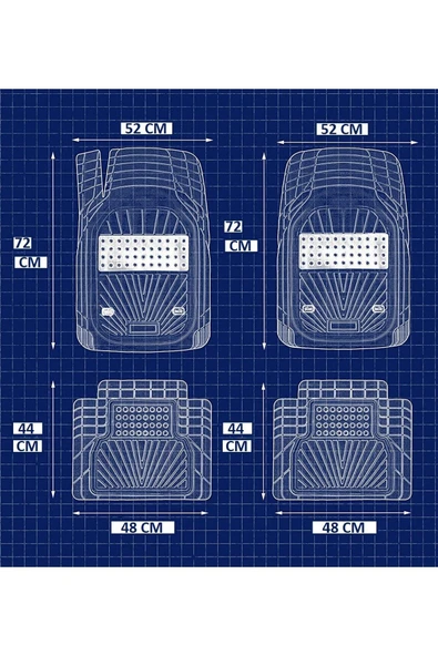 Beka52 Toyota Yaris 2021 4D Havuzlu Yeni Nesil Universal Paspas Krom Gri - Resim 7