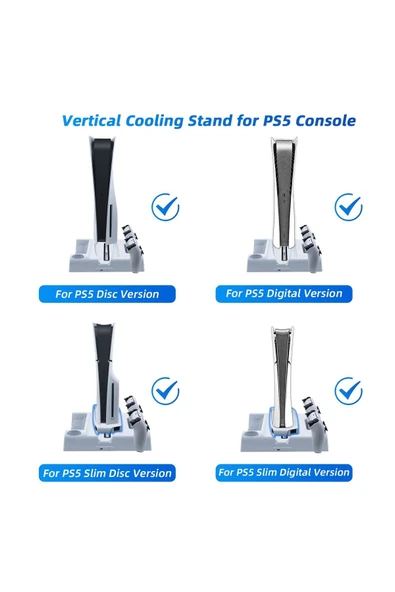 PS5 Slim ve Fat Modeller için Multi Fonksiyon Soğutma ve Şarj Ünitesi TP5-3537B - Resim 6
