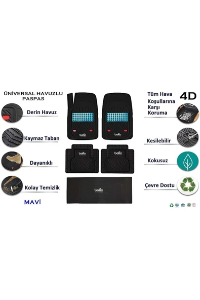 Beka52 Mercedes B Serisi W245 Üst Bagaj 2005 4d Havuzlu Yeni Nesil Universal Paspas Mavi - Resim 3