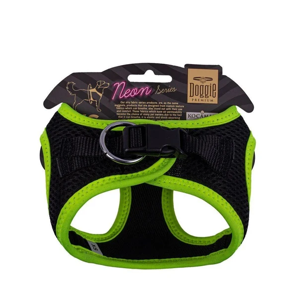 Doggie Havalı Dokuma Neon Küçük Irk Göğüs Tasması Sarı 30-34 cm (ANG-XS) - Resim 2