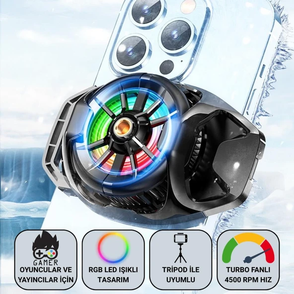 Coofbe 4500 RPM Turbo Fan Yarı İletken Soğutma Levhası Telefon Soğutucu Radyatör Tüm Telefonlara Uyumlu - 7