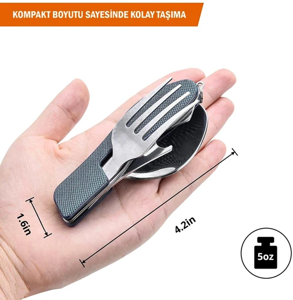 Kamp Çatal&Kaşık&Bıçak Seti - Orcamp - Siyah (OUT-1350) - 4