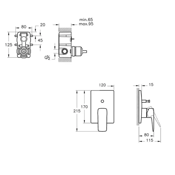 Artema Root Square Ankastre Duş Seti A49280 - 8