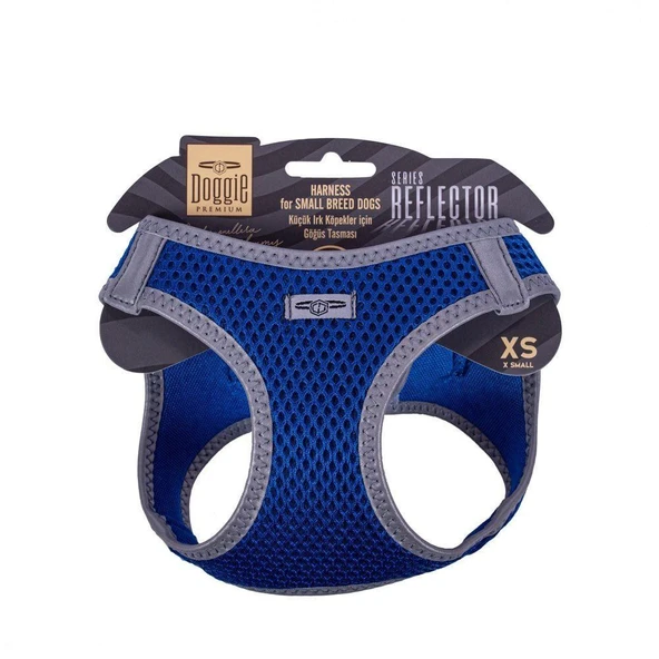 Doggie Havalı Dokuma Reflektörlü Küçük Irk Göğüs Tasması Mavi 30-34 cm (ARG-XS) ürün görseli 1