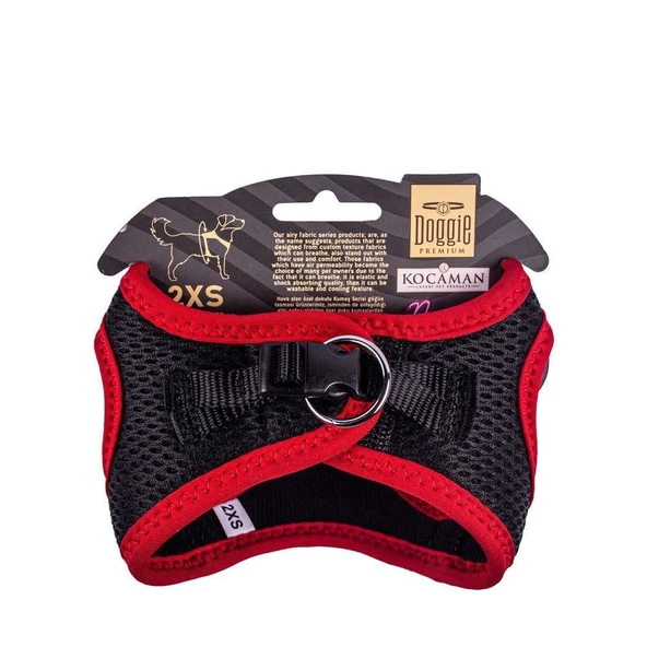 Doggie Havalı Dokuma Neon Küçük Irk Göğüs Tasması Kırmızı 26-30 cm (ANG-2XS) - 2