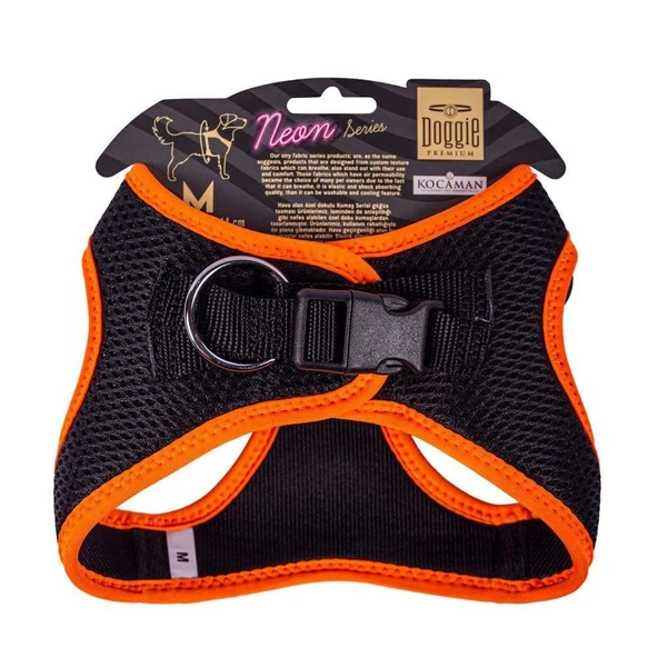 Doggie Havalı Dokuma Neon Küçük Irk Göğüs Tasması Turuncu 38-44 cm (ANG-M) - 2