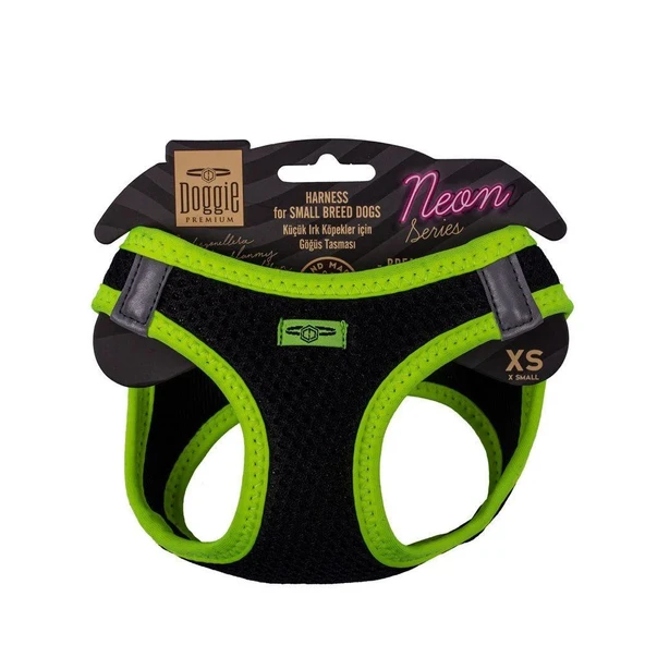 Doggie Havalı Dokuma Neon Küçük Irk Göğüs Tasması Sarı 30-34 cm (ANG-XS) ürün görseli 1