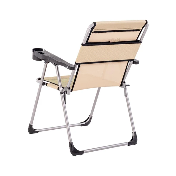 Katlanabilir Piknik ve Kamp Sandalyesi - Bardaklıklı - Rock - Sahra (A-12)- 140KG Taşıma - 2