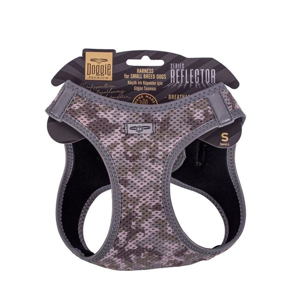 Doggie Havalı Dokuma Reflektörlü Küçük Irk Göğüs Tasması Camo 32-38 cm(ARG-S) ürün görseli 1