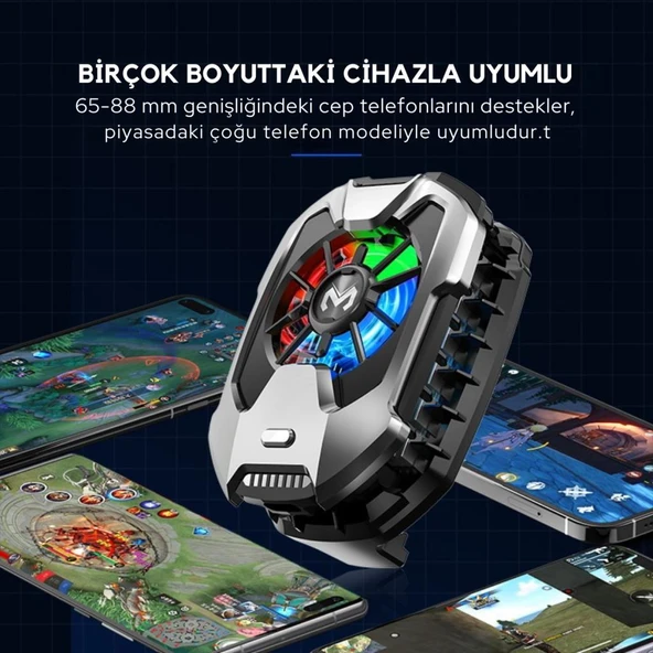 Coofbe 6000 RPM Turbo Fan RGB Işıklı Ultra Hafif Telefon Soğutucu Radyatör Tüm Telefonlara Uyumlu - Resim 3