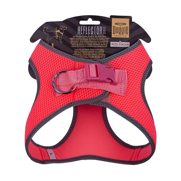 Doggie Havalı Dokuma Reflektörlü Küçük Irk Göğüs Tasması Pembe 42-48 cm (ARG-L) - Resim 2