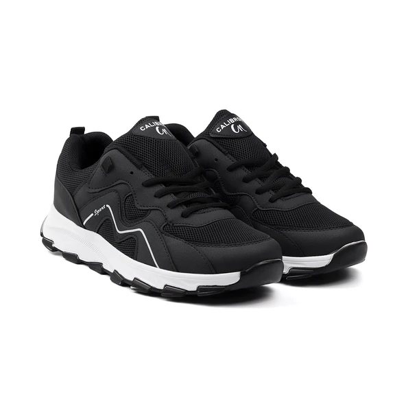 Erkek Siyah Beyaz Spor Ayakkabı Rahat Günlük Sneaker Yürüyüş Koşu Hafif Taban Bağcıklı ürün görseli 1