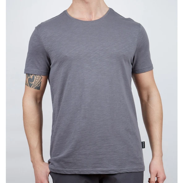 Erkek Tişört - Pamuklu Spor Tişört - Basic - Antrasit (600400)