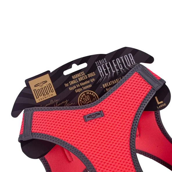 Doggie Havalı Dokuma Reflektörlü Küçük Irk Göğüs Tasması Pembe 42-48 cm (ARG-L) - Resim 3