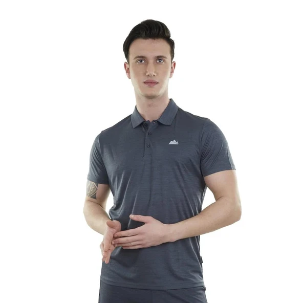 Spor Erkek Polo Yaka Tişört - Hızlı Kuruyan Tişört - Ultra Dry Antrasit (600613)