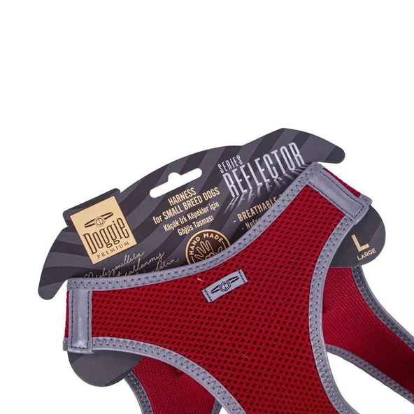Doggie Havalı Dokuma Reflektörlü Küçük Irk Göğüs Tasması Red 42-48 cm(ARG-L) - 3