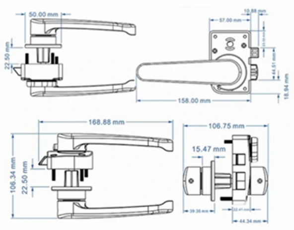 Sensation Karavan Tuvalet Banyo Kapı Kolu (Kilitli) Gümüş - Resim 2
