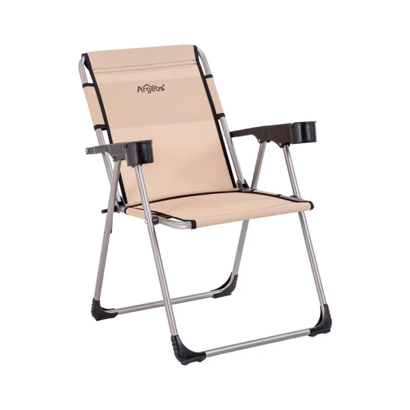 Katlanabilir Piknik ve Kamp Sandalyesi - Bardaklıklı - Rock - Bej (A-02-R14)- 140KG Taşıma ürün görseli 1
