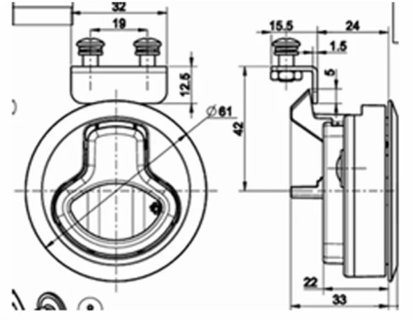 Sensation Karavan Tekne Gömme Kulp Krom 61mm (Çek-Bırak) - 2