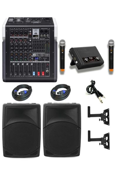 Okul Konferans & Toplantı Salonu Ses Sistemi Paketi Hoparlör Amfi Mikrofon Kablo Seti